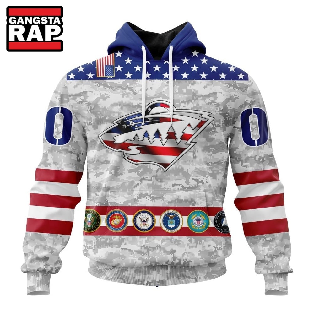 NHL Minnesota Wild Armed Forces Appreciation Design Hoodie, T Shirt