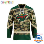 NHL Minnesota Wild Camo Veterans Custom Hockey Jersey