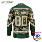 NHL Minnesota Wild Camo Veterans Custom Hockey Jersey