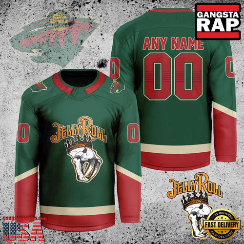 NHL Custom Name Number Minnesota Wild Jelly Roll New Design Hockey Jersey