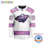 NHL Minnesota Wild Personalized Hockey Fights Cancer Design Jersey