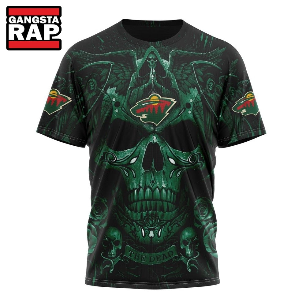 NHL Minnesota Wild Special Design Halloween With Skull Art Hoodie, T Shirt