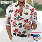NHL Minnesota Wild Special Hockey Long Sleeve Hawaiian Design Button Shirt