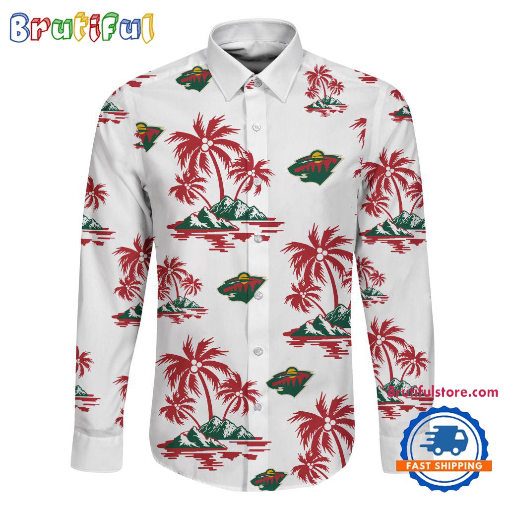 NHL Minnesota Wild Special Hockey Long Sleeve Hawaiian Design Button Shirt