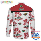 NHL Minnesota Wild Special Hockey Long Sleeve Hawaiian Design Button Shirt