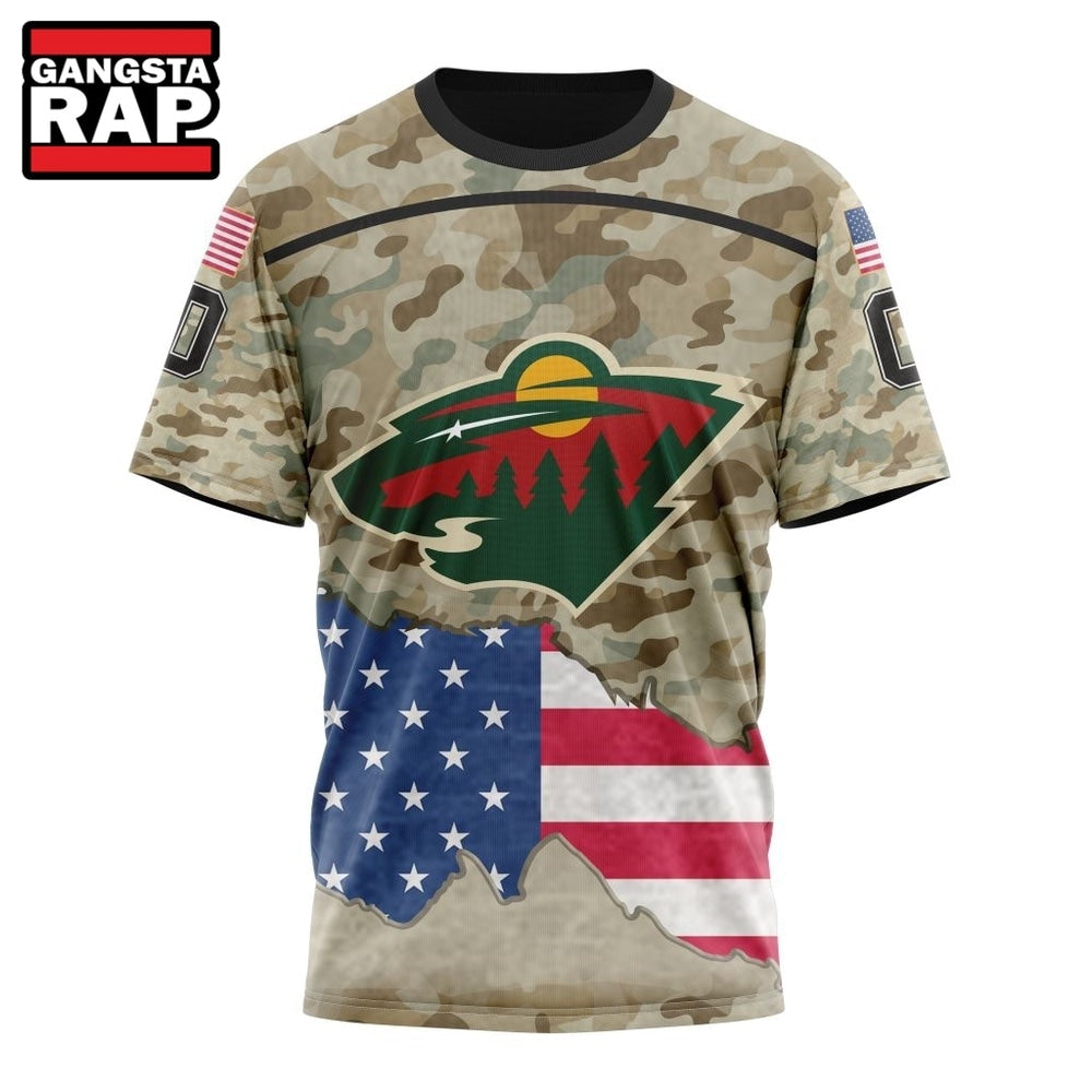 NHL Minnesota Wild Specialized Kits For United State With Camo Color Hoodie, Hoodie T-Shirt