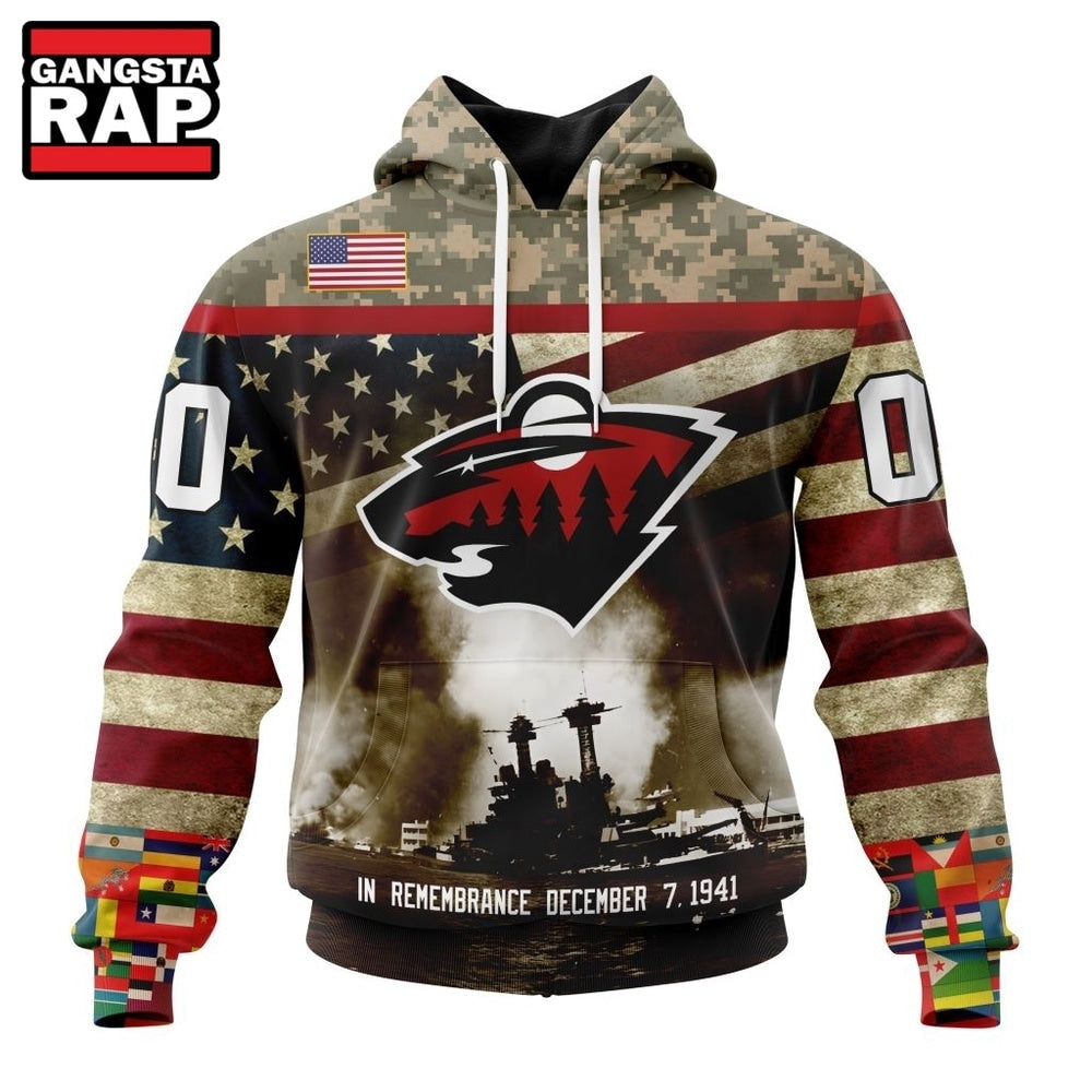NHL Minnesota Wild Specialized Unisex Kits Remember Pearl Harbor Hoodie, T Shirt