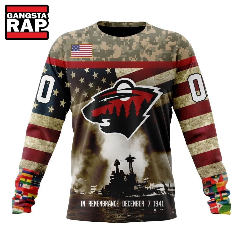 NHL Minnesota Wild Specialized Unisex Kits Remember Pearl Harbor Hoodie, T Shirt