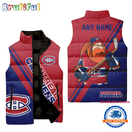 NHL Montreal Canadiens Custom Name Sleeveless Puffer Jacket, Hockey Team Jacket Fans Gifts