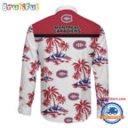 NHL Montreal Canadiens Special Hockey Long Sleeve Hawaiian Design Button Shirt