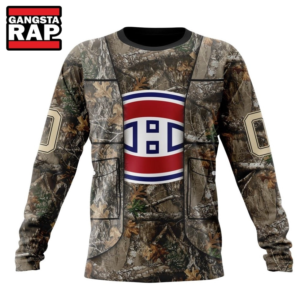 NHL Montreal Canadiens Specialized Unisex Vest Kits With Realtree Camo Hoodie, T Shirt