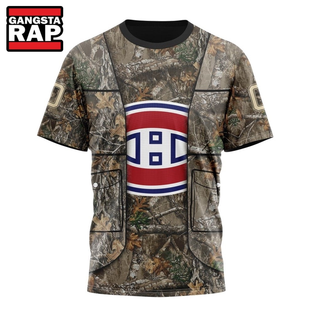 NHL Montreal Canadiens Specialized Unisex Vest Kits With Realtree Camo Hoodie, T Shirt