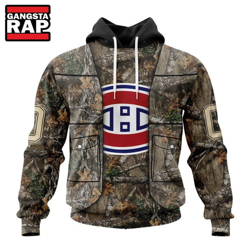 NHL Montreal Canadiens Specialized Unisex Vest Kits With Realtree Camo Hoodie, T Shirt