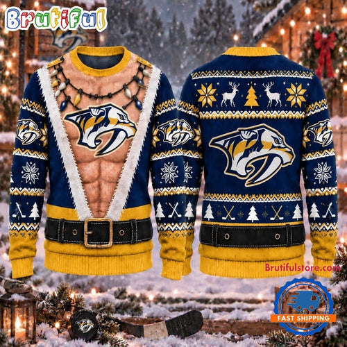 NHL Nashville Predators Funny Body Christmas Ugly Sweater