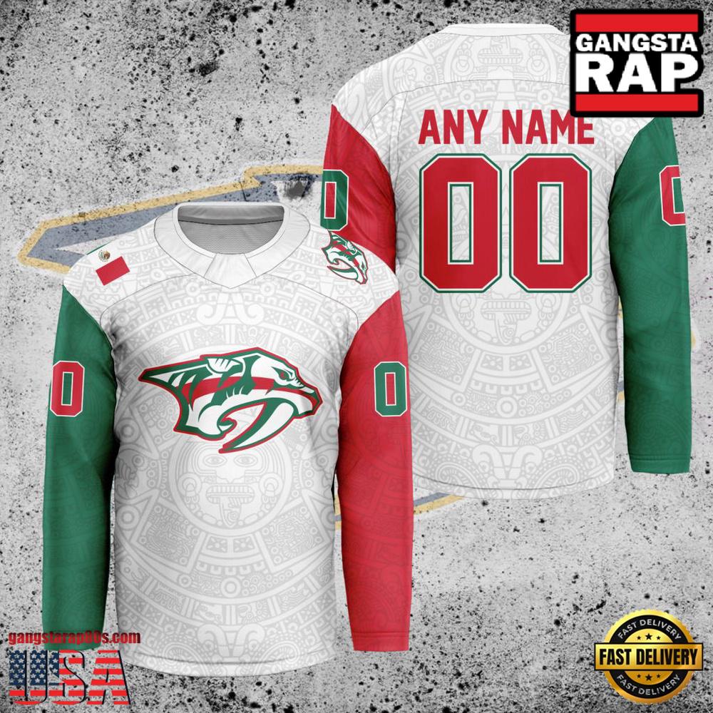 NHL Custom Name Number Nashville Predators Mexican Heritage New Design Hockey Jersey
