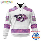 NHL Nashville Predators Personalized Hockey Fight Cancer Design Limited New Hoodie, Hockey Fight Cancer 3D Shirt