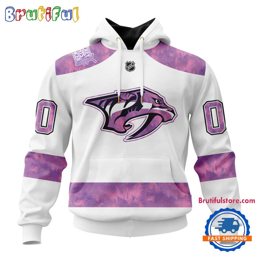 NHL Nashville Predators Personalized Hockey Fight Cancer Design Limited New Hoodie, Hockey Fight Cancer 3D Shirt