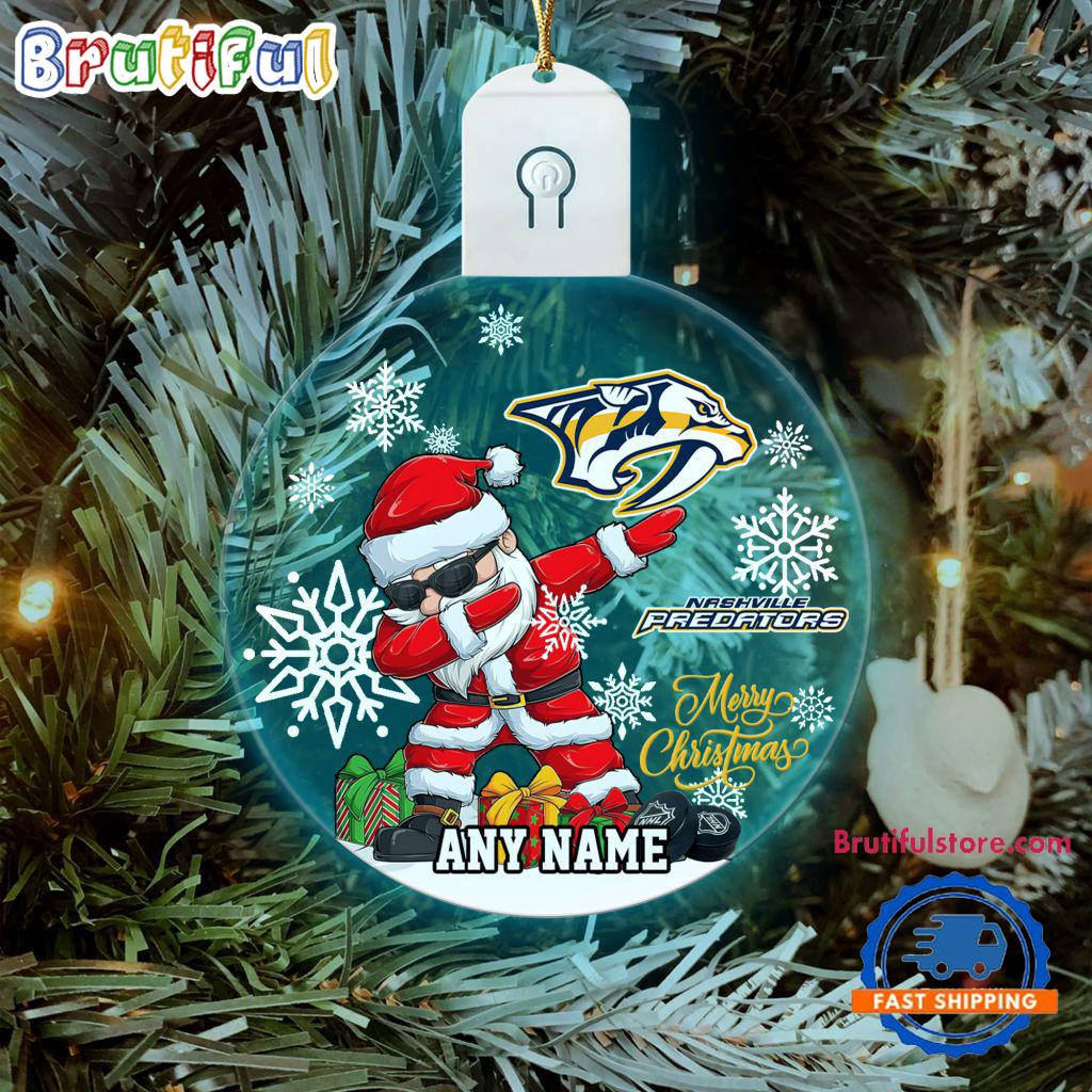 NHL Nashville Predators Personalized Santa Claus Hockey Team Logo Christmas Led Acrylic Ornament