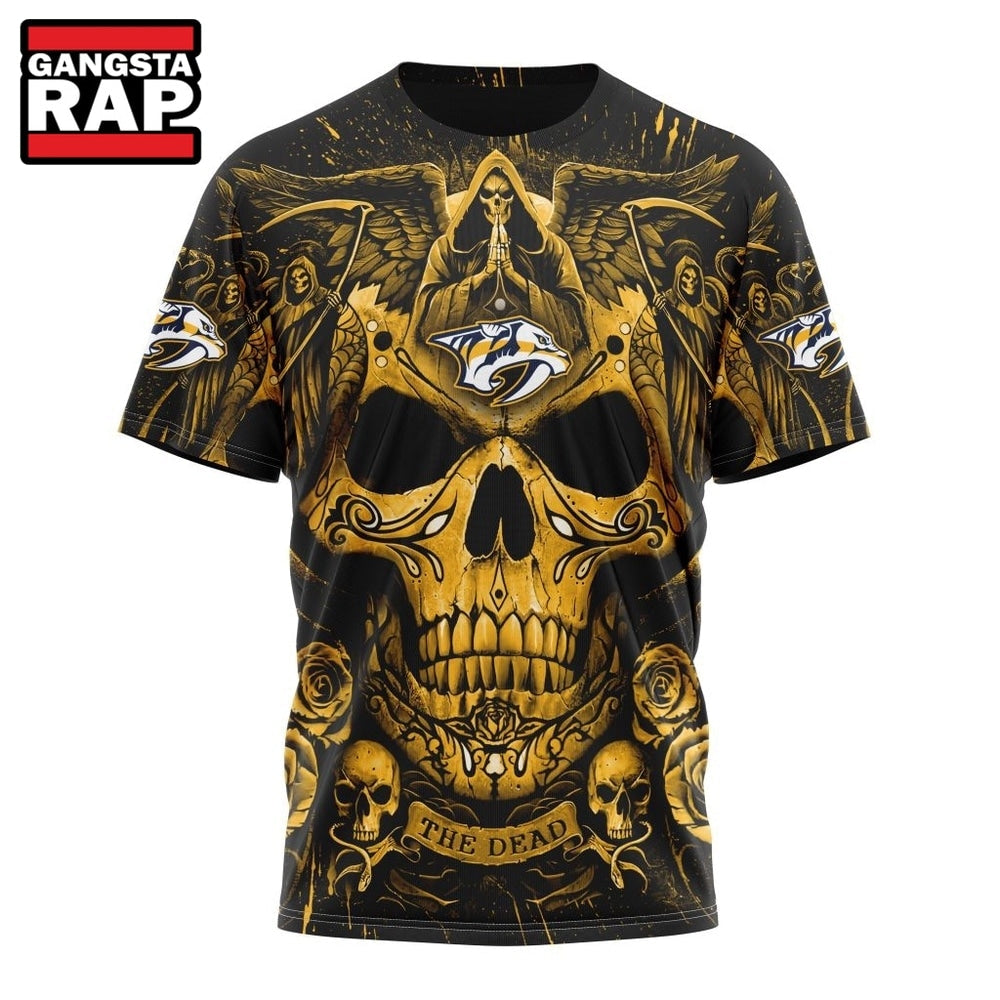 NHL Nashville Predators Special Design Halloween With Skull Art Hoodie, T Shirt
