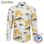NHL Nashville Predators Special Hockey Long Sleeve Hawaiian Design Button Shirt