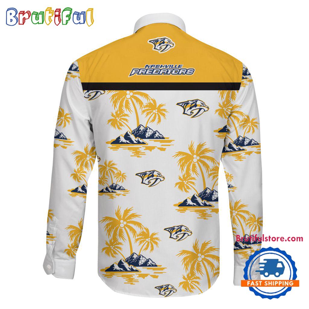 NHL Nashville Predators Special Hockey Long Sleeve Hawaiian Design Button Shirt