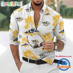 NHL Nashville Predators Special Hockey Long Sleeve Hawaiian Design Button Shirt