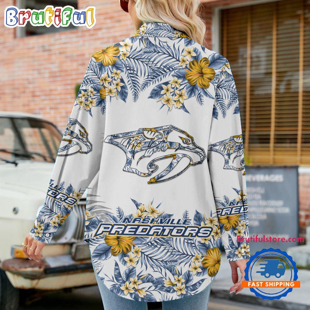NHL Nashville Predators Special Hockey Team Hawaiian Design Women’s Casual Shirt