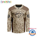 NHL Nashville Predators Special Veterans Military Desert Camouflage Design Hockey Jersey