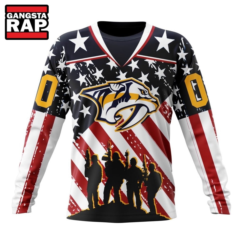 NHL Nashville Predators Specialized Kits For Honor USS Military Hoodie, T Shirt