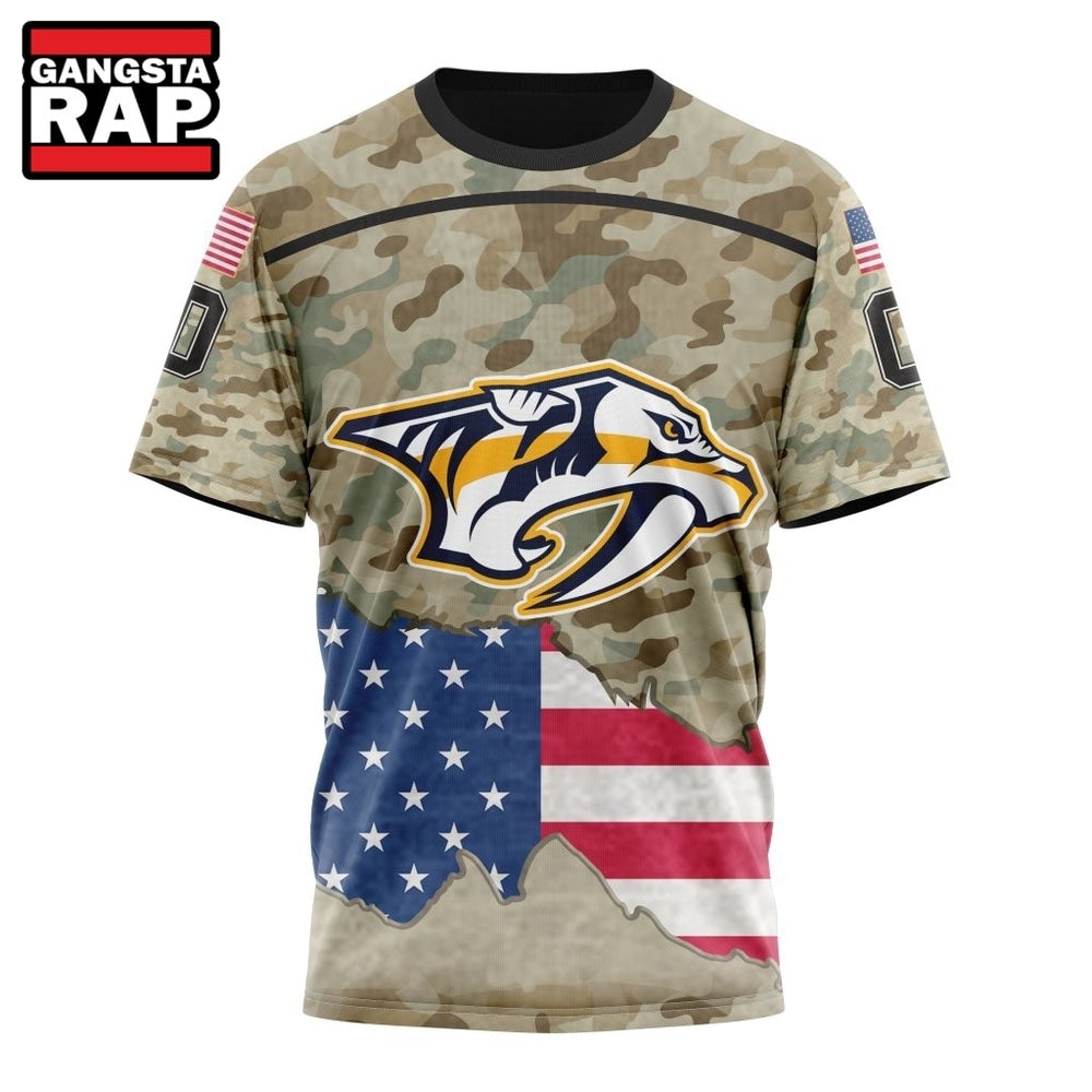 NHL Nashville Predators Specialized Kits For United State With Camo Color Hoodie, Hoodie T-Shirt