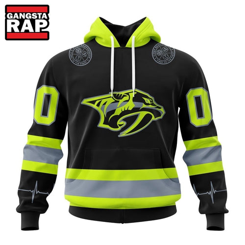 NHL Nashville Predators Specialized With FireFighter Uniforms Color Hoodie, T Shirt