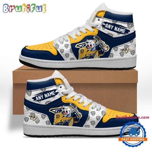 NHL Nashville Predators Team Mascot Design Air Jordan 1 Hightop Shoes