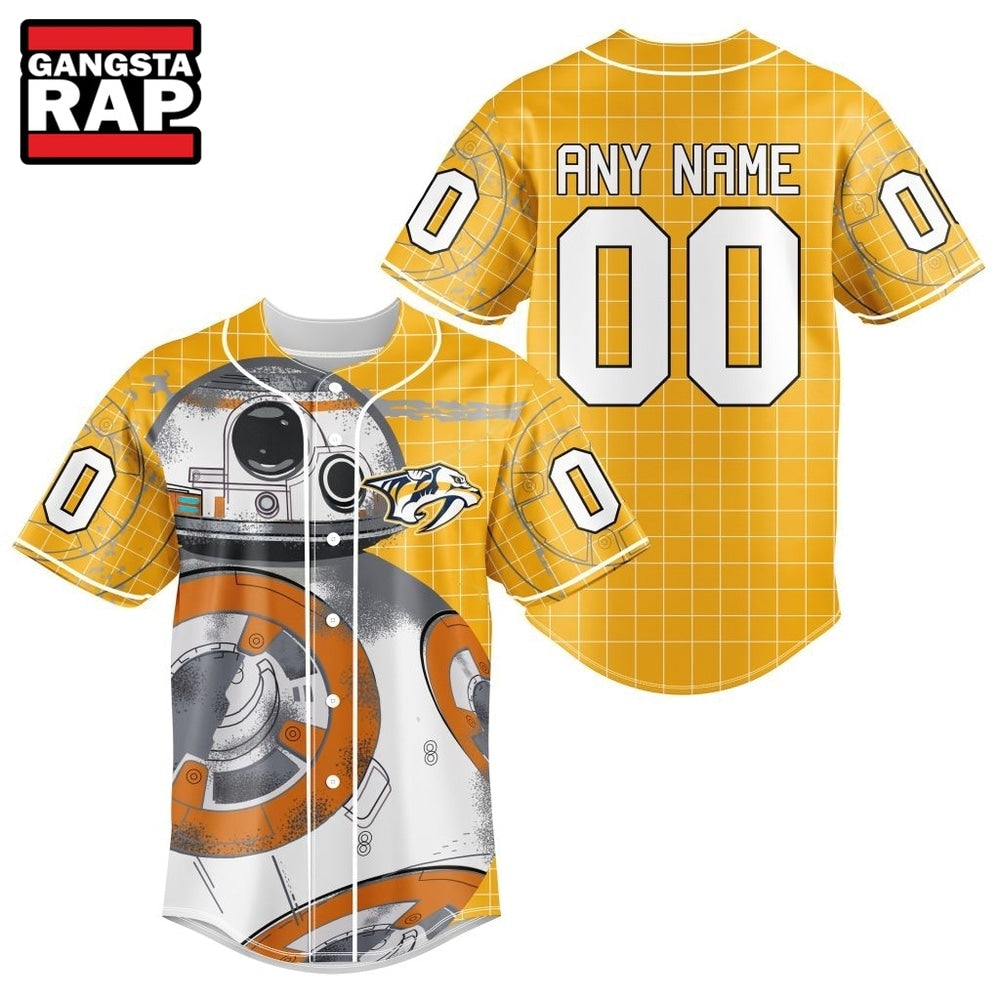 NHL Nashville Predators x BB 8 D Star War Baseball Jersey