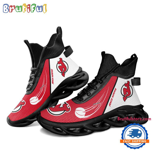 NHL New Jersey Devils Custom Name High Top Max Soul Shoes, Hockey Team Design Shoes Sneaker