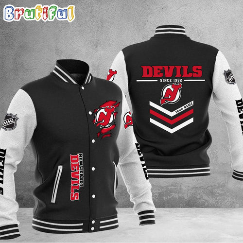 NHL New Jersey Devils Hockey Team Personalized Varsity Baseball Jacket