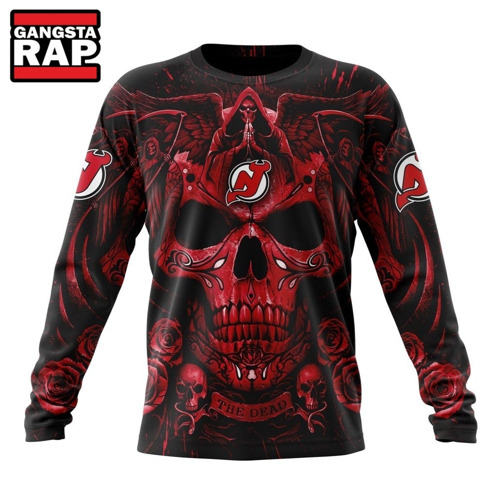 NHL New Jersey Devils Special Design Halloween With Skull Art Hoodie, T Shirt