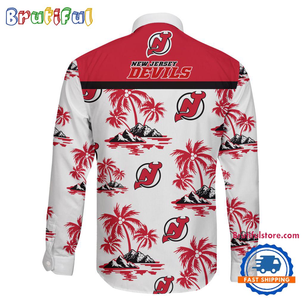 NHL New Jersey Devils Special Hockey Long Sleeve Hawaiian Design Button Shirt