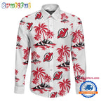 NHL New Jersey Devils Special Hockey Long Sleeve Hawaiian Design Button Shirt