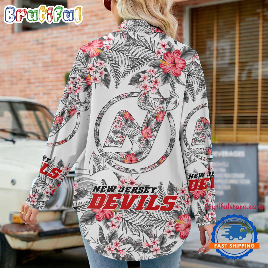 NHL New Jersey Devils Special Hockey Team Hawaiian Design Women’s Casual Shirt