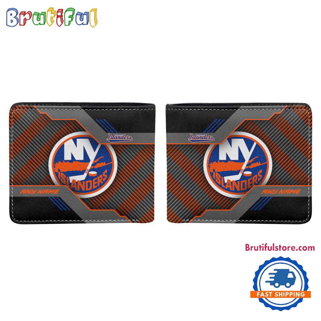 NHL New York Islanders Hockey Logo Team Personalized Name Black Men’s Wallet