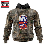 NHL New York Islanders Specialized Unisex Vest Kits With Realtree Camo Hoodie, T Shirt
