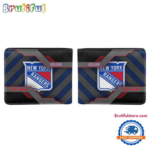NHL New York Rangers Hockey Logo Team Personalized Name Black Men’s Wallet