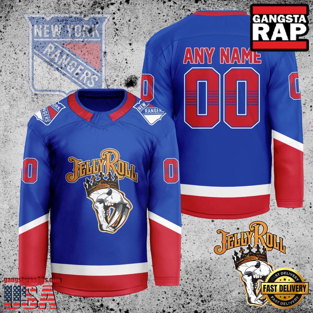 NHL Custom Name Number New York Rangers Jelly Roll New Design Hockey Jersey