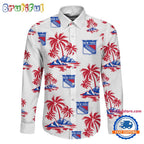 NHL New York Rangers Special Hockey Long Sleeve Hawaiian Design Button Shirt