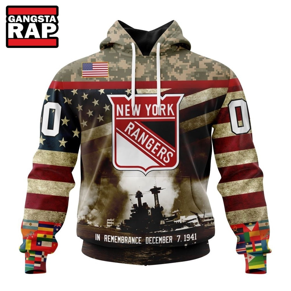 NHL New York Rangers Specialized Unisex Kits Remember Pearl Harbor Hoodie, T Shirt