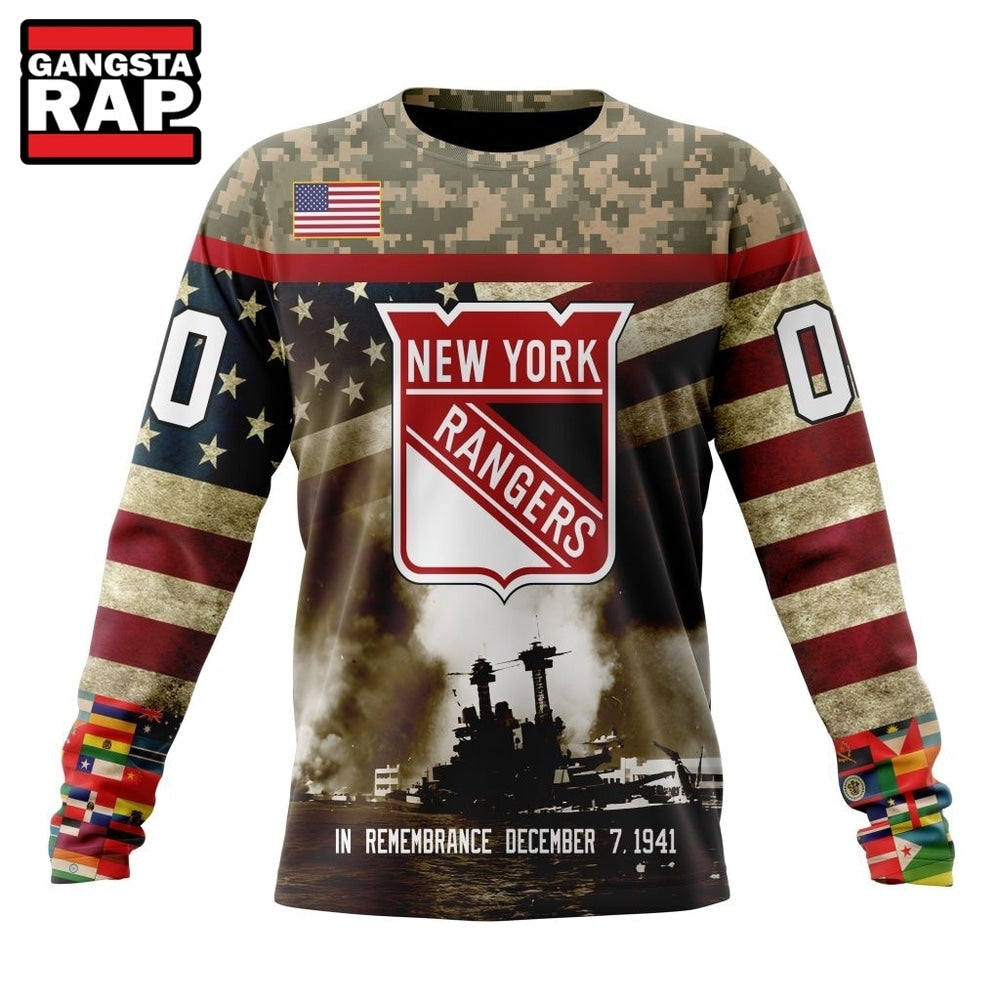 NHL New York Rangers Specialized Unisex Kits Remember Pearl Harbor Hoodie, T Shirt