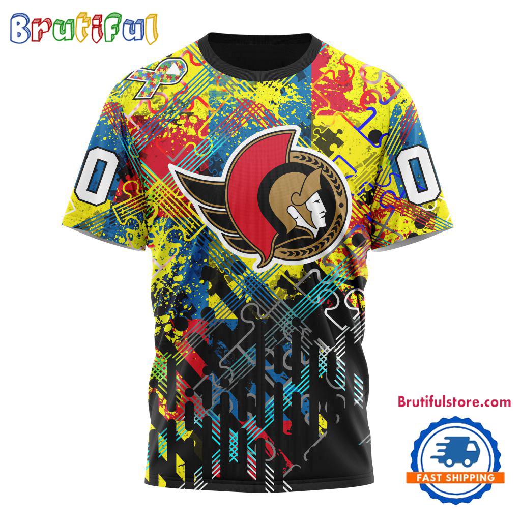 NHL Ottawa Senators Hockey Logo Team Autism Awareness Design TShirt, Sweatshirt, Hoodie