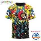 NHL Ottawa Senators Hockey Logo Team Autism Awareness Design TShirt, Sweatshirt, Hoodie