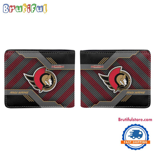 NHL Ottawa Senators Hockey Logo Team Personalized Name Black Men’s Wallet