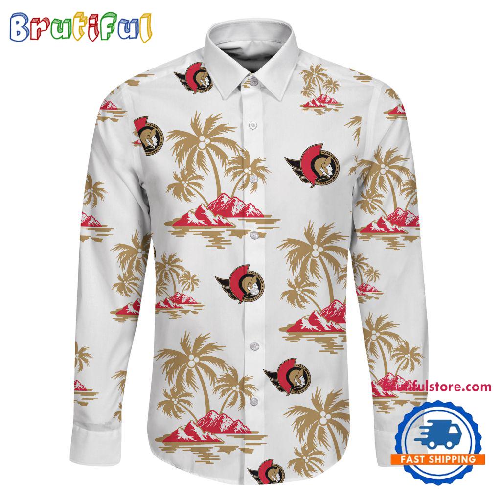 NHL Ottawa Senators Special Hockey Long Sleeve Hawaiian Design Button Shirt